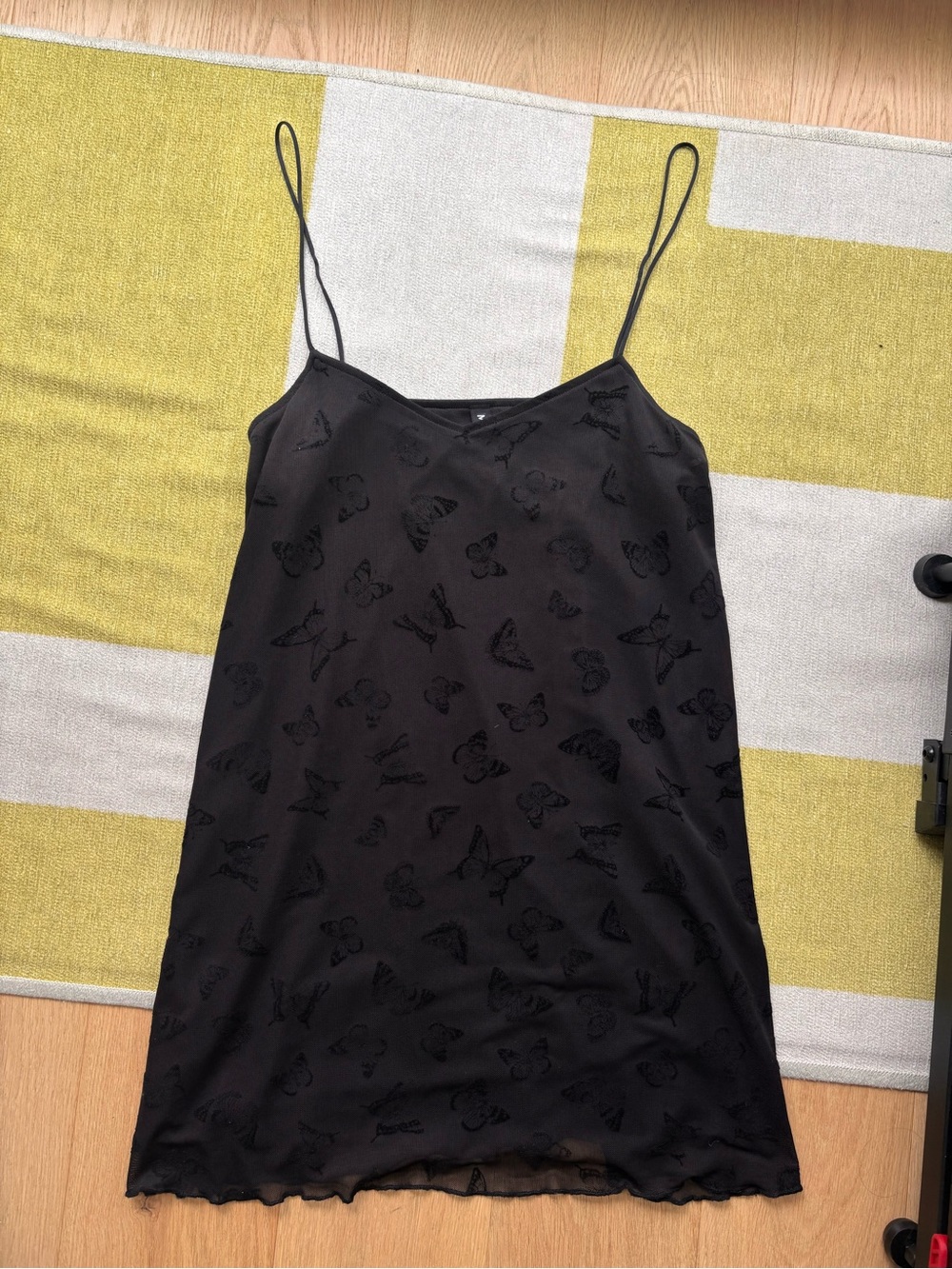 Motel Rocks Black Slip Dress with Butterflies